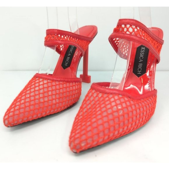 Jessica Rich Shoes - Jessica Rich Ysabelle Ruby Fishnet Pointed Toe Pump, Women's 7